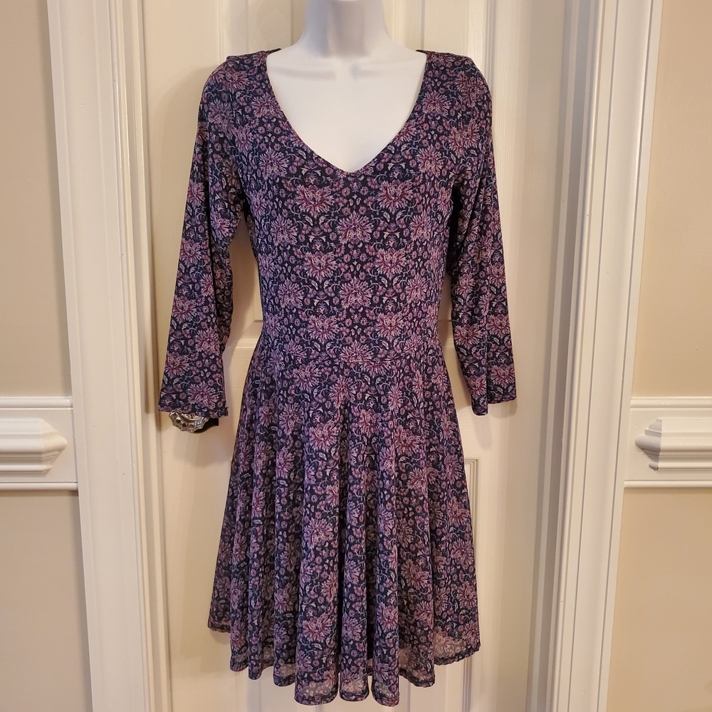 Abercrombie & Fitch Blue Floral Long Sleeve Mini Dress - Size  Medium / Large?